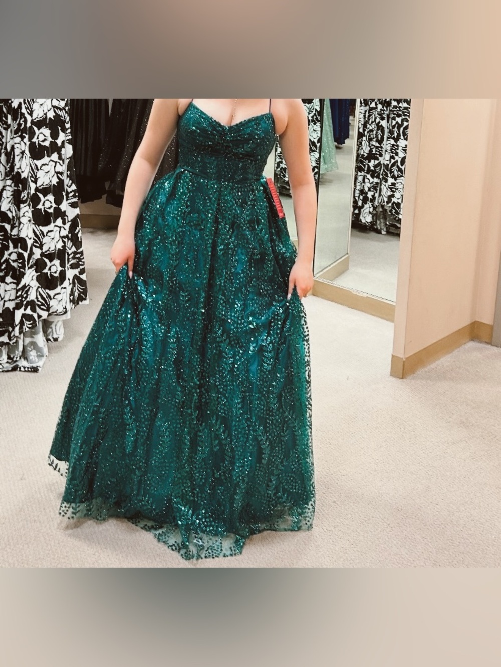 💚✨Emerald Sequin A-Line ballgown